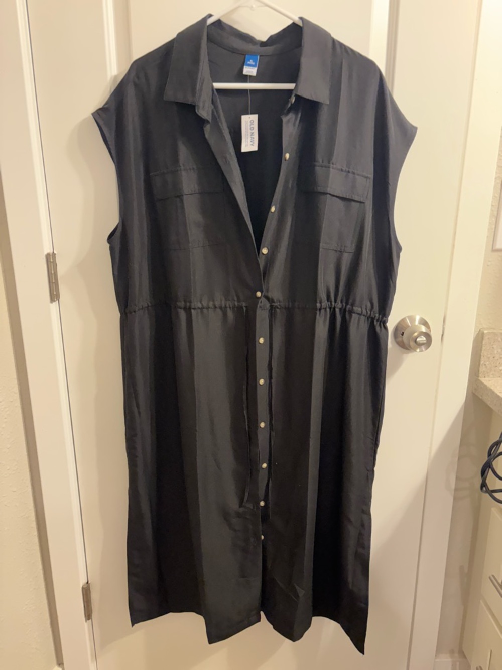 Old Navy Black Collared Button Dress